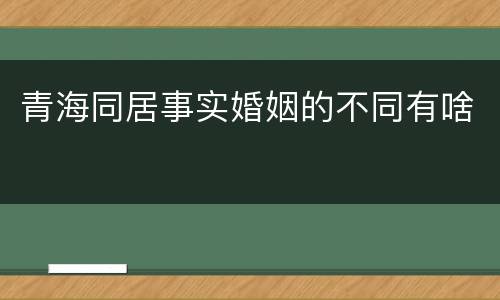 青海同居事实婚姻的不同有啥