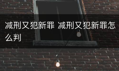 减刑又犯新罪 减刑又犯新罪怎么判