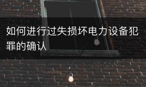 如何进行过失损坏电力设备犯罪的确认