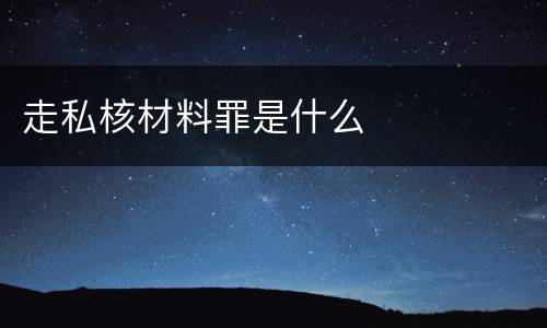 走私核材料罪是什么