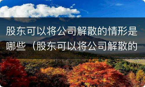 股东可以将公司解散的情形是哪些（股东可以将公司解散的情形是哪些）
