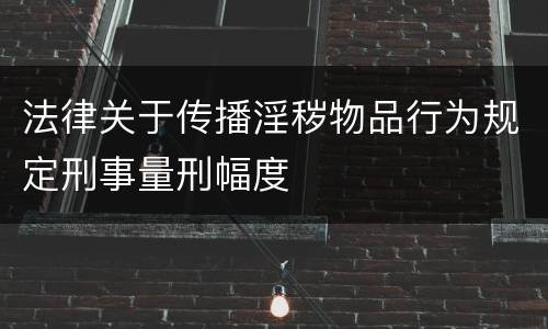 法律关于传播淫秽物品行为规定刑事量刑幅度