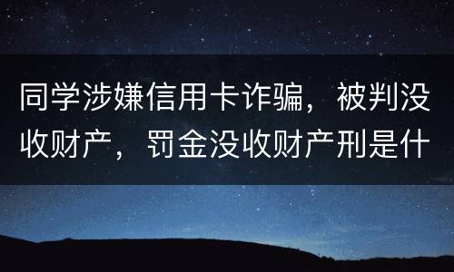 同学涉嫌信用卡诈骗，被判没收财产，罚金没收财产刑是什么