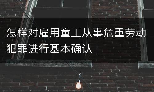 怎样对雇用童工从事危重劳动犯罪进行基本确认