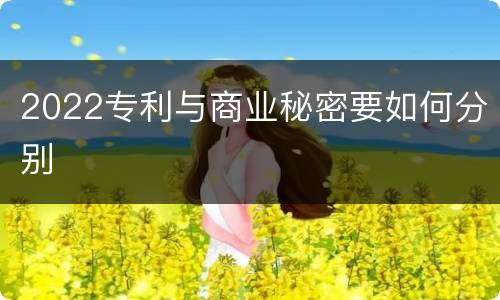 2022专利与商业秘密要如何分别