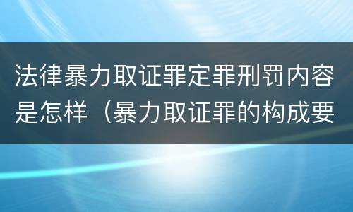 法律暴力取证罪定罪刑罚内容是怎样（暴力取证罪的构成要件）