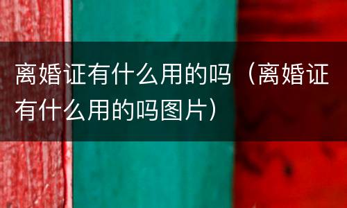 离婚证有什么用的吗（离婚证有什么用的吗图片）