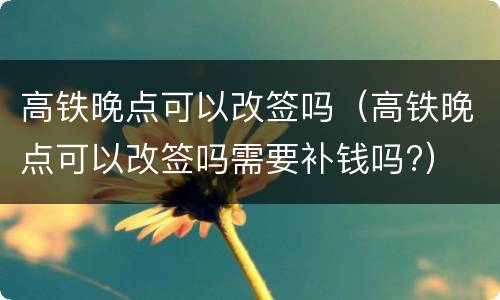 高铁晚点可以改签吗（高铁晚点可以改签吗需要补钱吗?）