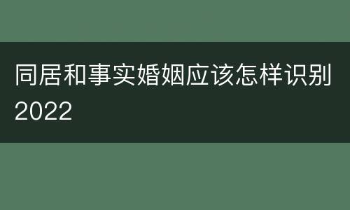 同居和事实婚姻应该怎样识别2022