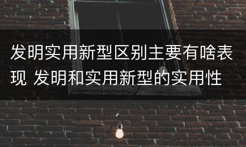发明实用新型区别主要有啥表现 发明和实用新型的实用性