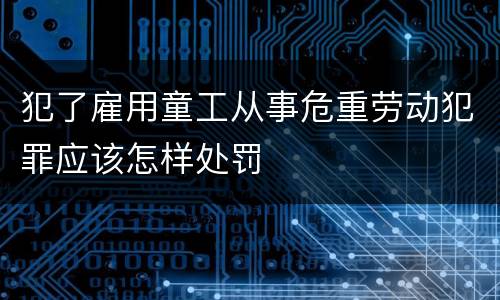 犯了雇用童工从事危重劳动犯罪应该怎样处罚
