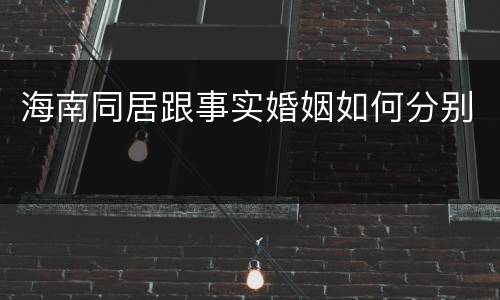 海南同居跟事实婚姻如何分别