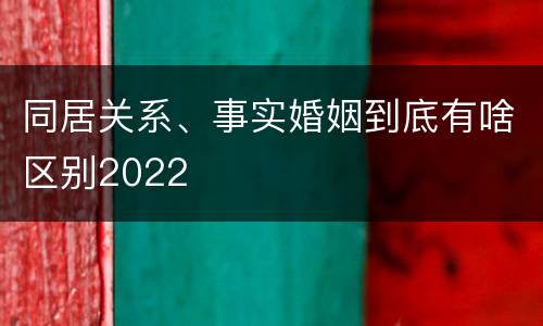 同居关系、事实婚姻到底有啥区别2022