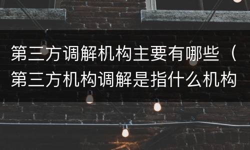 第三方调解机构主要有哪些（第三方机构调解是指什么机构）