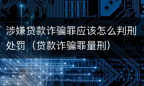 涉嫌贷款诈骗罪应该怎么判刑处罚（贷款诈骗罪量刑）