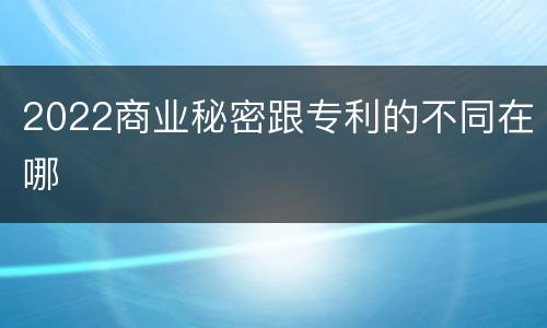 2022商业秘密跟专利的不同在哪