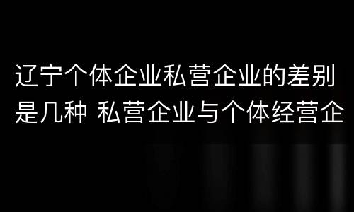 辽宁个体企业私营企业的差别是几种 私营企业与个体经营企业的区别