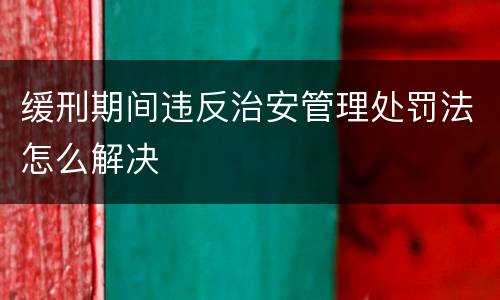 缓刑期间违反治安管理处罚法怎么解决