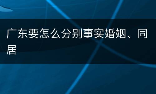 广东要怎么分别事实婚姻、同居