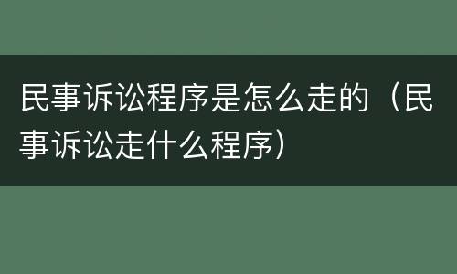 民事诉讼程序是怎么走的（民事诉讼走什么程序）