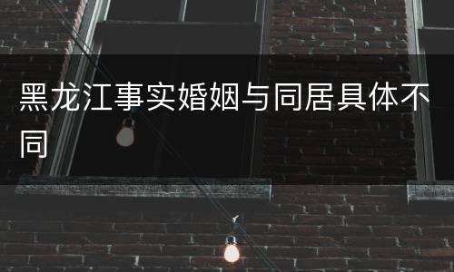 黑龙江事实婚姻与同居具体不同