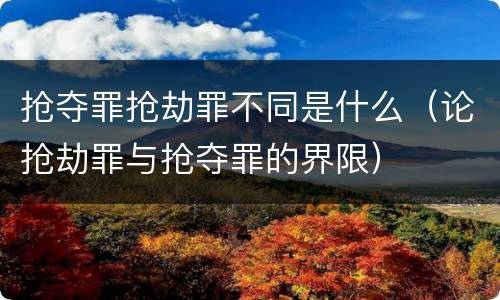 抢夺罪抢劫罪不同是什么（论抢劫罪与抢夺罪的界限）
