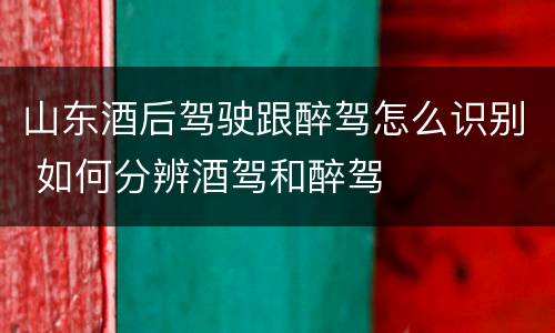 山东酒后驾驶跟醉驾怎么识别 如何分辨酒驾和醉驾
