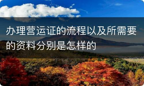 办理营运证的流程以及所需要的资料分别是怎样的