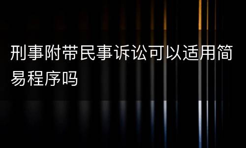 刑事附带民事诉讼可以适用简易程序吗
