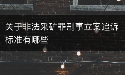 关于非法采矿罪刑事立案追诉标准有哪些