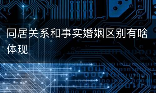 同居关系和事实婚姻区别有啥体现