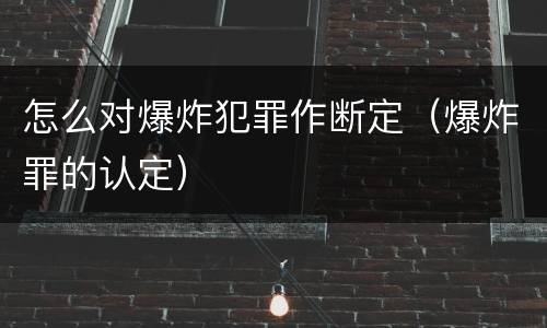 怎么对爆炸犯罪作断定（爆炸罪的认定）