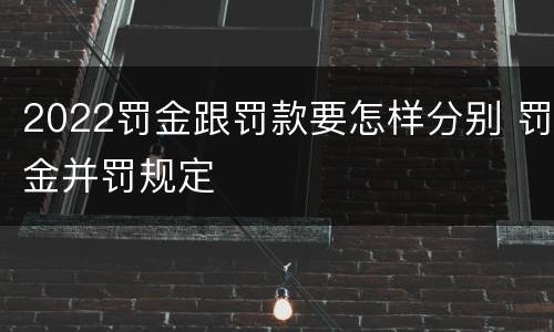 2022罚金跟罚款要怎样分别 罚金并罚规定