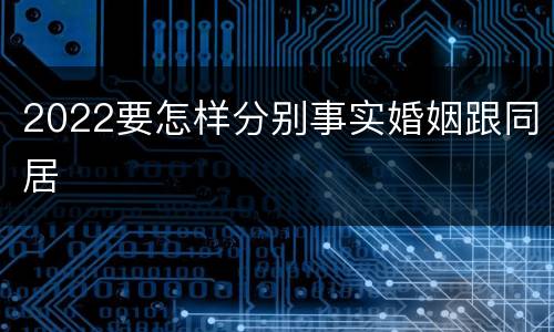 2022要怎样分别事实婚姻跟同居