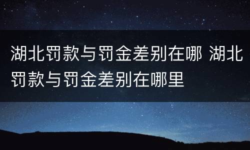 湖北罚款与罚金差别在哪 湖北罚款与罚金差别在哪里