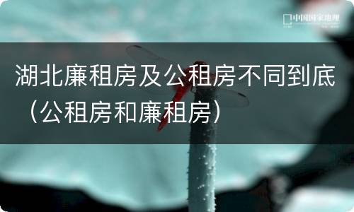 湖北廉租房及公租房不同到底（公租房和廉租房）
