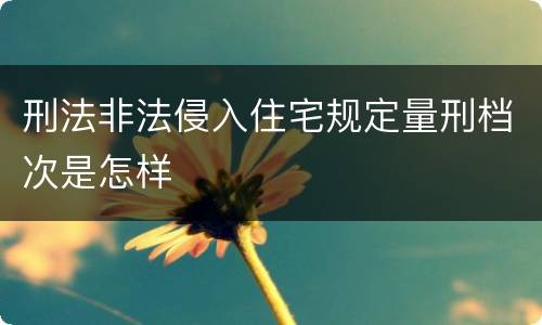 刑法非法侵入住宅规定量刑档次是怎样