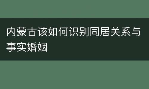 内蒙古该如何识别同居关系与事实婚姻