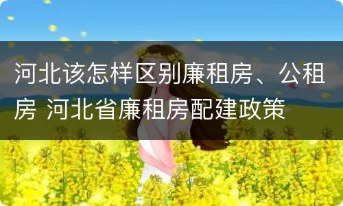 河北该怎样区别廉租房、公租房 河北省廉租房配建政策