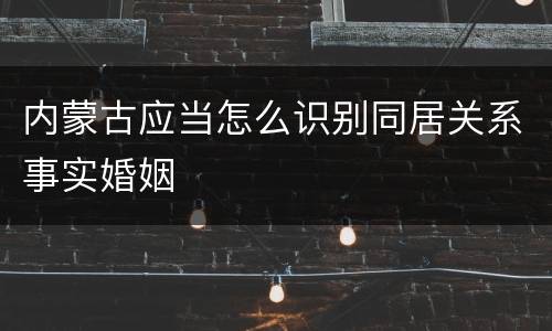 内蒙古应当怎么识别同居关系事实婚姻