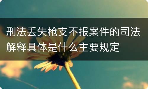 刑法丢失枪支不报案件的司法解释具体是什么主要规定