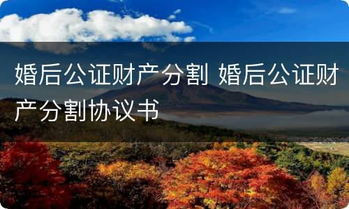 婚后公证财产分割 婚后公证财产分割协议书