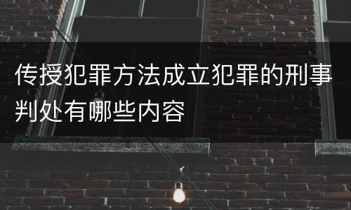 传授犯罪方法成立犯罪的刑事判处有哪些内容