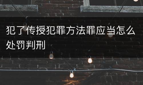 犯了传授犯罪方法罪应当怎么处罚判刑