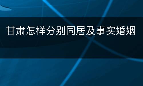 甘肃怎样分别同居及事实婚姻