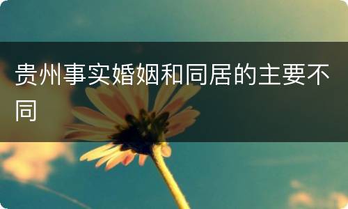 贵州事实婚姻和同居的主要不同