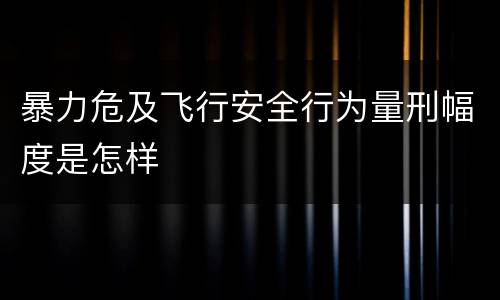 暴力危及飞行安全行为量刑幅度是怎样