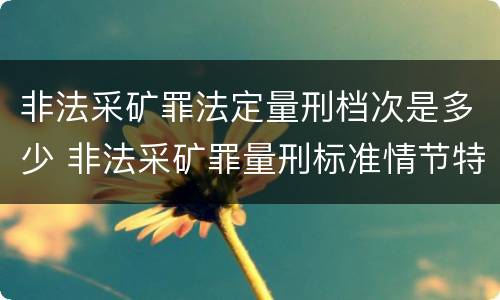 非法采矿罪法定量刑档次是多少 非法采矿罪量刑标准情节特别严重