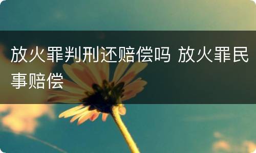 放火罪判刑还赔偿吗 放火罪民事赔偿