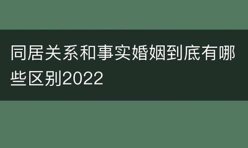 同居关系和事实婚姻到底有哪些区别2022